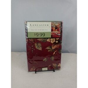 Lancaster Tablecloth 52x52 Square Red Floral Easy Care‎ Wrinkle-Free